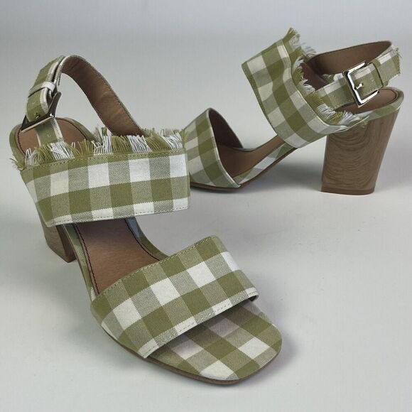 Anthropologie Matiko Teegan Slingback Shoe 39 8.5 Sandal Plaid Fringe Preppy - Picture 8 of 14